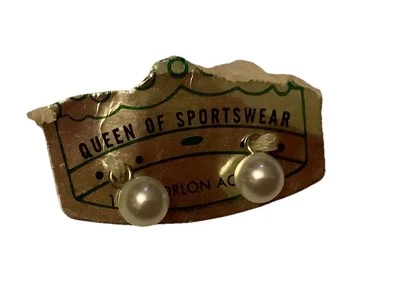 Faux Pearl BUTTON Bermuda Knitwear Sweater on Partial Card Gold Crown Vintage - Image 1 of 4