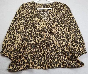 Halogen Schößchen Top Damen Extra Large XL Leopardenmuster 3/4 Ärmel V-Ausschnitt Bluse - Bild 1 von 10