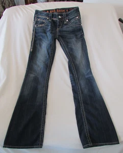 Ladies "Rock Revival" Size 25 (W25.5/L31) Blue, Distressed, Gwen, Boot Cut Jeans - Picture 1 of 14
