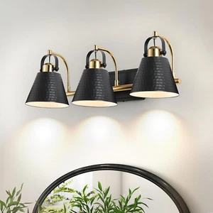 Black Gold Vanity Light Fixture - 3 Lights Modern Bathroom Vanity Lights over Mi - Picture 1 of 7