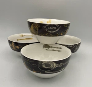 Pfaltzgraff Le Cuisine Set of Four Cereal Soup Bowls Rooster Eiffel Tower French - Picture 1 of 6