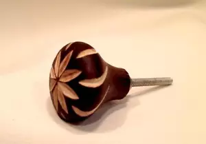 Hand Carved Wood Flower Wood Cabinet Knobs Dresser Drawer Pulls - Picture 1 of 4