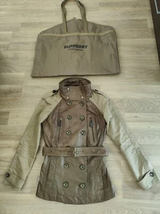 Authentic Burberry Leather Jacket trench coat UK4 UK6 US0 US2 BIKER Nova Check - Picture 1 of 10