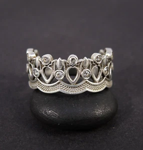 Anillo de corona para la reina, anillo de tiara de príncipes con piedra, anillo de plata de varias piedras - Imagen 1 de 7