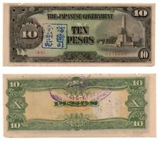 1943 PHILIPPINES 10P Japanese Invasion Money P111 C/Stamped Japanese Characters