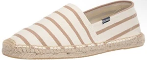 Soludos Men’s Espadrilles Sandal White With Brown Stripes Platform Slip On - Picture 1 of 6