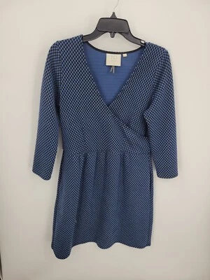 HD in Paris Dress Womens Medium Blue Black Knit Long Sleeve Long Sleeve - Image 1 of 4