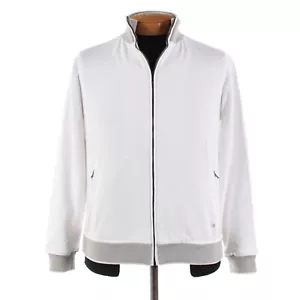 Luciano Barbera NWD 100% Cotton Bomber Jacket Size 50 (M US) In Solid White - Picture 1 of 16