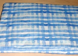 Sferra Plaidino Twin Fitted Sheet Blue Plaid Cotton Percale Clearwater Italy NEW - Picture 1 of 6