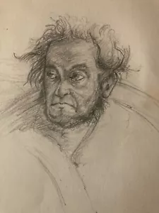 Zeichnung Bleistift Porträt Altes Antik Mann Kopf Haare 1970 Art A Identify - Bild 1 von 7