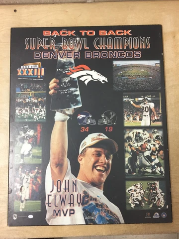 Denver Broncos Football Back to Back Super Bowl Champions John Elway MVP Plaque Cover