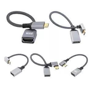 Mini HDMI Stecker auf HDMI Buchse kompatibel Verlängerungskabel Konverter Adapter Winkel - Bild 1 von 9