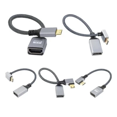 Mini HDMI Male to HDMI Female Compatible Extension Cable Converter Adapter Angle - Image 1 of 4