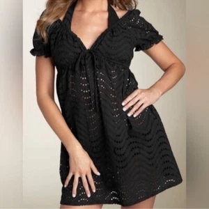 La Blanca Swimsuit Coverup Women's Large Black Eyelet Beach Summer Resortwear - Picture 1 of 7
