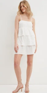 Dorothy Perkins - elfenbeinfarbenes Stufen-Minikleid - Größe 8 - Bild 1 von 4
