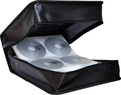 MEDIARANGE BOX95 CD / DVD WALLET Case Holds 400 Black PU LEATHER - Image 1 of 2