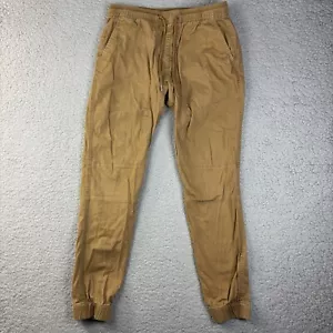 Carbon Mens Khaki Drawstring Joggers Size M Elastic Waistband Stretch Cotton - Picture 1 of 12