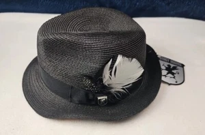Black Feather Stacey Adams Fedora Hat For Men / Size M Stylish  - Picture 1 of 15