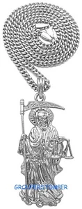 Santa Muerte New Pendant with Necklace Saint Of Death - Picture 1 of 70