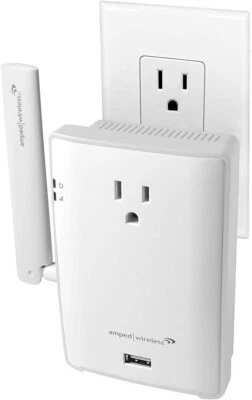 Amped REC22P Hi Power Plug In Wi-Fi Range Extender Pass Thru Outlet New W/O Box - Image 1 of 2