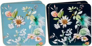 Set of 4 Gift Boxed Easy Wipe Clean Daisy Meadow Floral Laminated Coasters - Picture 1 of 1