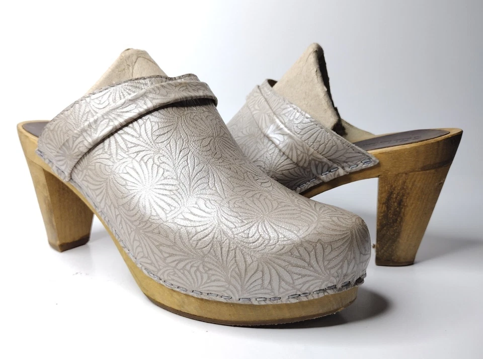 Sanita Merle Plateau Clog Womens Size US 10.5-11 EU42 Leather Wood Tan - Image 1 of 4