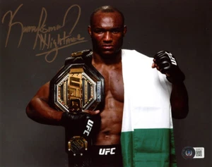 KAMARU USMAN SIGNED AUTOGRAPHED 8x10 PHOTO + NIGHTMARE MMA UFC CHAMP BECKETT BAS - Picture 1 of 2
