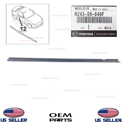 Moldura de cinto de porta original do fabricante lado direito do passageiro 2016-2024 Mazda MX-5 Miata - Imagem 1 de 2