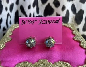 Betsey Johnson Abschlussball Party Aurora Borealis Strass schwarz Netz Ohrstecker - Bild 1 von 3