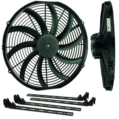 4 Metall-Laschen + 1x 12V Spal Lüfter 412mm VA18-AP71/LL-59A saugend 3430m³/h  - Bild 1 von 2