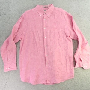 Daniel Cremieux Shirt Mens Large Pink Long Sleeve Linen Pocket - Picture 1 of 10