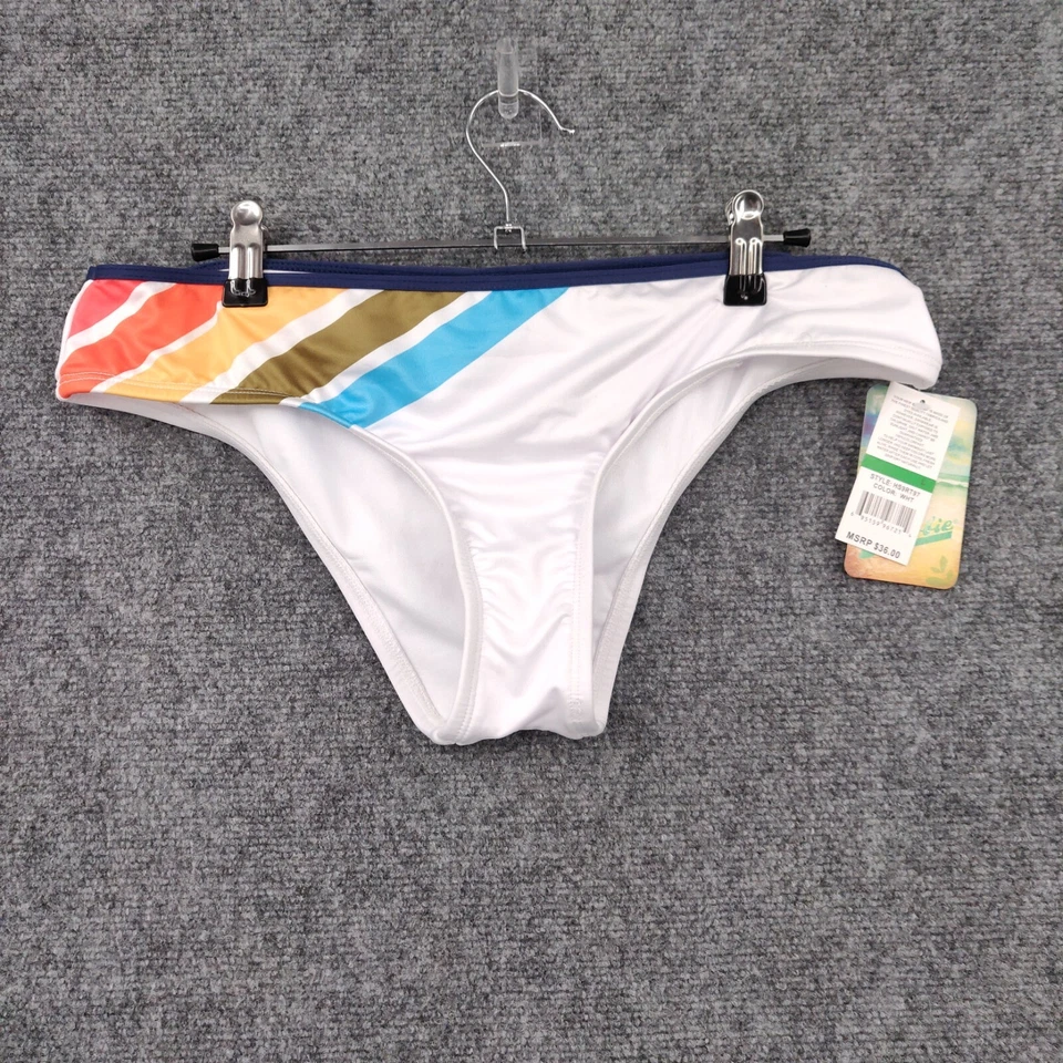Hobie Bikini Bottom Womens L Large Swimsuit Hipster White Printed Swimwear NEW  - Image 1 of 4