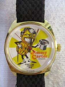 Reloj Jimmy Carter Peanut 1976 novedad raro hecho en Suiza Dirty Time Co. sin probar - Imagen 1 de 9