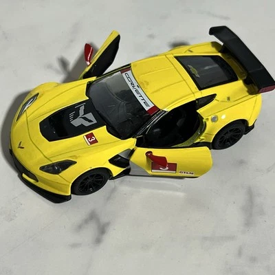 Kinsmart 2016 Chevrolet Corvette C7-R Race Car Yellow Opening Doors Spoiler - Image 1 of 4