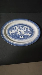 Vintage Woods Ware Canton ovale Platte Blue Willow England 15" groß Transferwar - Bild 1 von 8