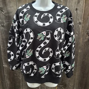 BEETLEJUICE Black White Green SANDWORM Long Sleeve Sweatshirt Unisex M - Picture 1 of 9