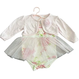 Abito vestito Laura Ashley maglione onetulle taglia 12 mo rosa giacca primaverile cottage - Foto 1 di 11