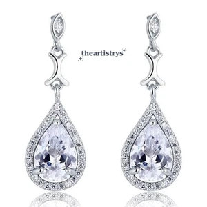Moissanit Ohrhänger/Ohrhänger 2,50 ct Birnenschliff massiv 14K Weißgold für Damen - Bild 1 von 5