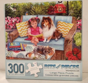 Bits & Pieces Puzzle Story Time Brooke Faulder 300 große Teile Sheltie Hund Katze - Bild 1 von 7
