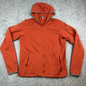Felpa con cappuccio Ibex uomo lana merino arancione grande full zip outdoor invecchiata - Foto 1 di 20