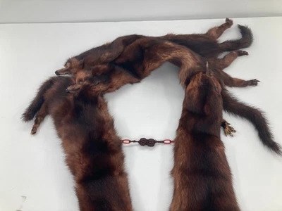 复古 4 水貂毛毡棕色毛皮裹巾围脖保暖干净复古时尚 — 第 1/4 张图片