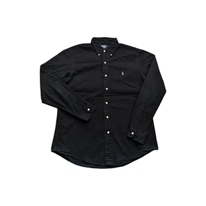 Polo ralph lauren button down Black shirt 100%cotton size Size L custom fit - Imagen 1 de 4