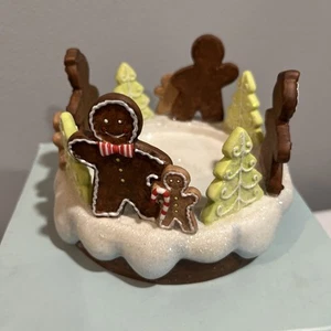 PartyLite Peppermint Delight Pillar Holder Gingerbread Men New - Picture 1 of 5
