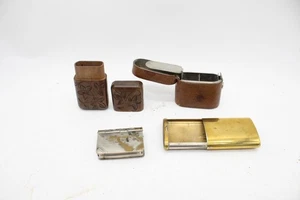 F x4 Antique Vesta Cases Inc. Leather Covered, Brass Plated Etc. - Picture 1 of 5