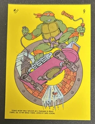 1989 Topps Teenage Mutant Ninja Turtles TMNT Sticker Michelangelo Skateboard #9 - Image 1 of 2