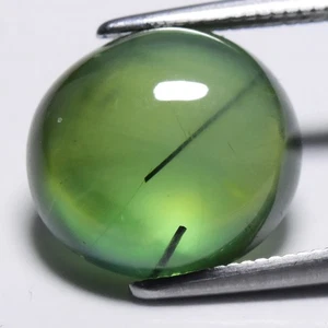 💎 6.85ct Oval Cabochon Natural Green Prehnite with Black Needles - Africa Gem - Picture 1 of 4