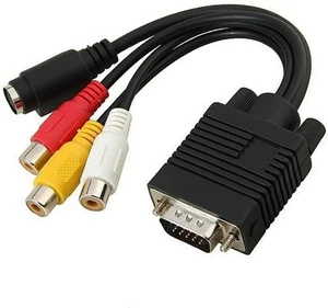 VGA to RCA Cable〔2 Pack 〕VGA Male to S-Video 3 RCA Jack Female Composite AV T... - Picture 1 of 7