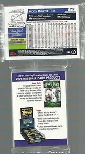 MICKEY MANTLE FOIL SP INSERT SHOWING 2006 TOPPS NATIONAL BASEBALL CARD DAY PACK - Picture 1 of 1