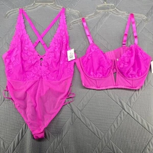 Neu mit Etikett - Damen Auden Neckholder-Body mit Schnürung rosa mit BH Größe XXL - Bild 1 von 14