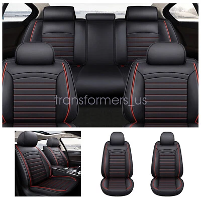 Car Seat Covers Fits Mercedes-Benz 5-Seats Cushion Protector Black & Red Stitch - Image 1 of 4